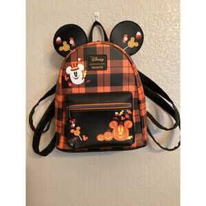 NWOT Disney Loungefly Halloween Plaid Candy Mickey Mouse Ears Mini Backpack